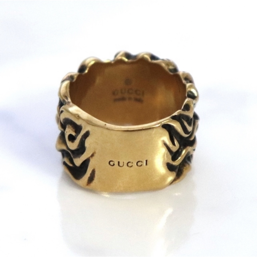 GUCCI ライオン たてがみ リング 指輪 ゴールド Mサイズ-