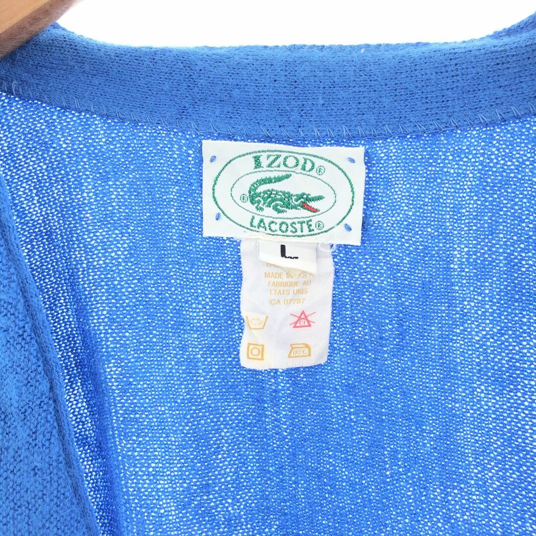 LACOSTE(ラコステ)の古着 80年代 ラコステ LACOSTE IZOD アクリルニットカーディガン USA製 メンズL ヴィンテージ /taa000154 メンズのトップス(カーディガン)の商品写真