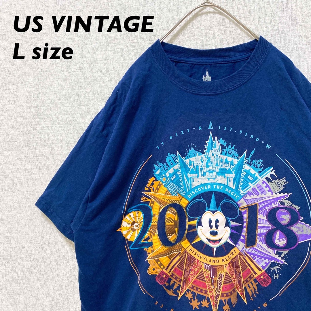 Disney(ディズニー)のUS古着　ディズニー　半袖Tシャツ　ビッグプリント　ミッキー　男女兼用　Lサイズ メンズのトップス(Tシャツ/カットソー(半袖/袖なし))の商品写真