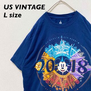 ディズニー(Disney)のUS古着　ディズニー　半袖Tシャツ　ビッグプリント　ミッキー　男女兼用　Lサイズ(Tシャツ/カットソー(半袖/袖なし))