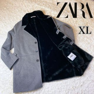 ZARA【Ｌサイズ】美品 ツイード コート ジャケット モノトーン ブルゾン