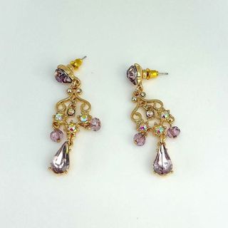 ☆即購入可☆【ピアス】アンティークデザイン　ハンドメイド　パープル　ゴールド(ピアス)