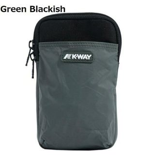 ケイウェイ(K-WAY)のK-WAY ケイウェイ K3112VW ビトレ スマホショルダー メンズ レディース ユニセックス ナイロン ウエストバッグ ミニバッグ 撥水 ロゴ カラー 携帯ケース スマホケース KWAY Green Blackish(ネックストラップ)