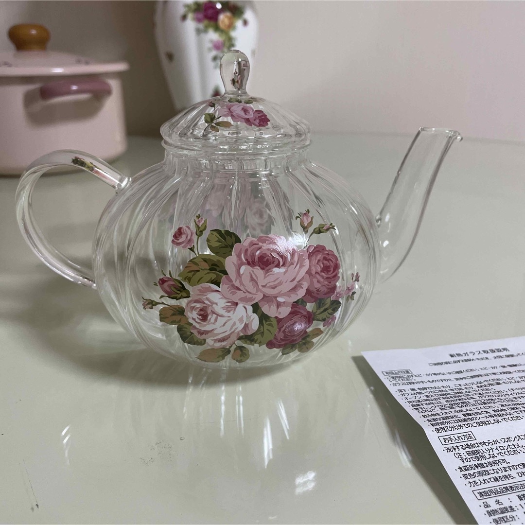 薔薇　ローズ　耐熱ガラス　ポット インテリア/住まい/日用品のキッチン/食器(食器)の商品写真