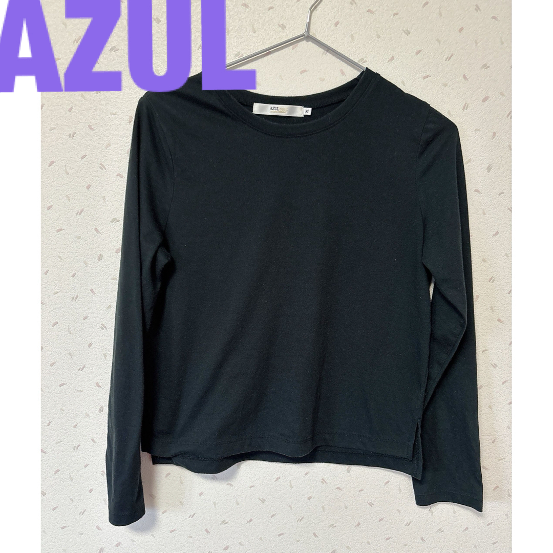 AZUL by moussy(アズールバイマウジー)のアズールバイマウジー　レディース　黒　無地　長袖tシャツ レディースのトップス(Tシャツ(半袖/袖なし))の商品写真