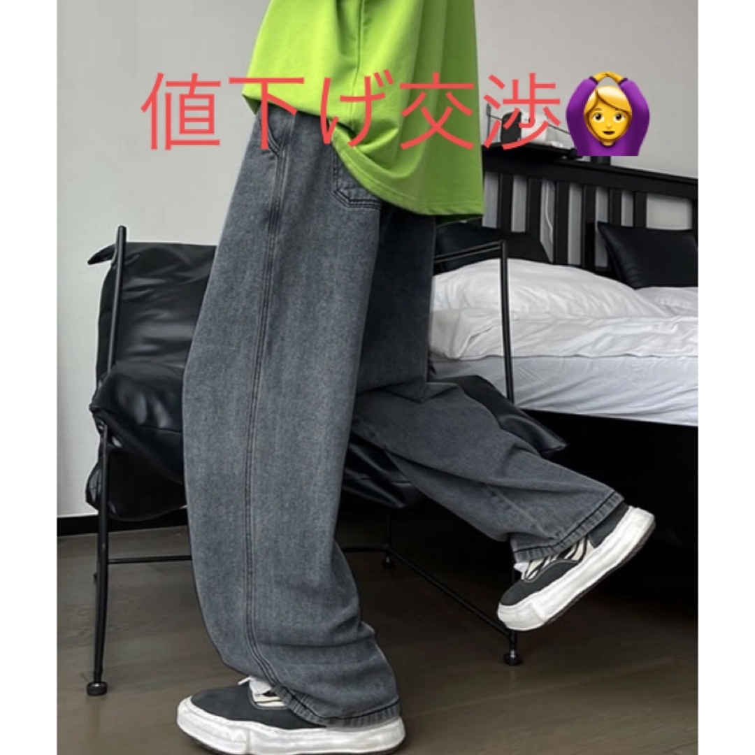 【Shoowtime】ヴィンテージウォッシュ デニム ワイドパンツ　Lサイズ メンズのパンツ(デニム/ジーンズ)の商品写真