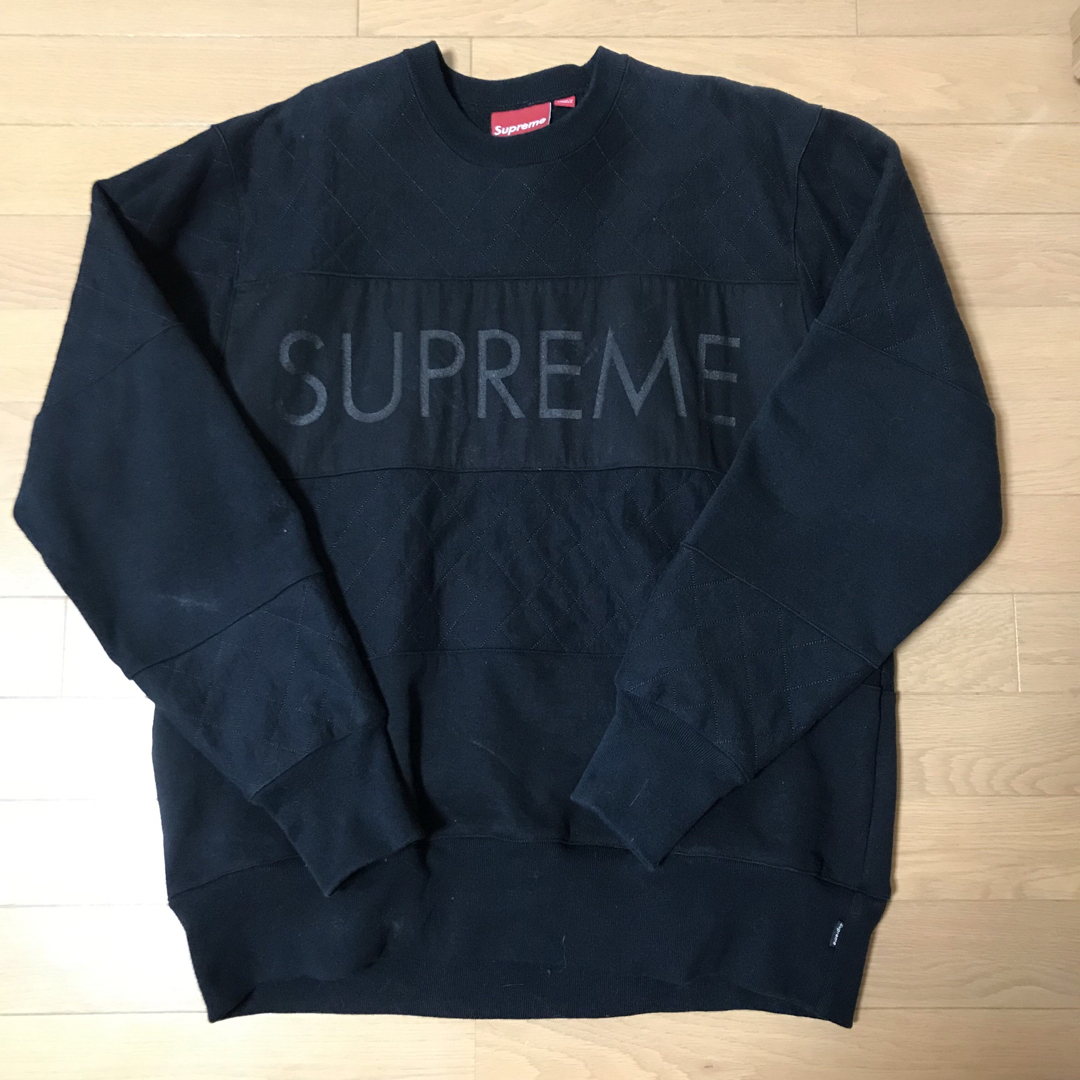 supreme キルト　黒　トレーナー