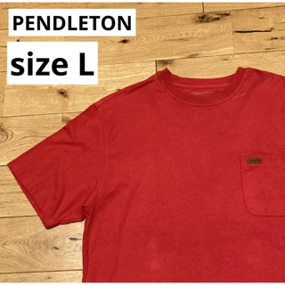 ペンドルトン(PENDLETON)の送料込み　PENDLETON ペンドルトン　ポケットTシャツ　レッド　L(Tシャツ/カットソー(半袖/袖なし))