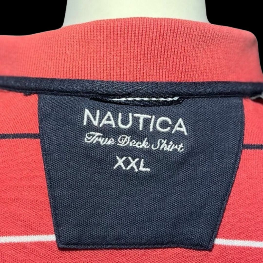 NAUTICA(ノーティカ)のNAUTICA & Ralph コラボ　ボーダーポロシャツ　メンズ　赤 メンズのトップス(ポロシャツ)の商品写真