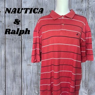 ノーティカ(NAUTICA)のNAUTICA & Ralph コラボ　ボーダーポロシャツ　メンズ　赤(ポロシャツ)