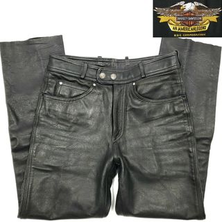 ハーレーダビッドソン(Harley Davidson)のダブルボタン★HARLEY-DAVIDSON★W30レザーパンツ黒 SZP50(装備/装具)