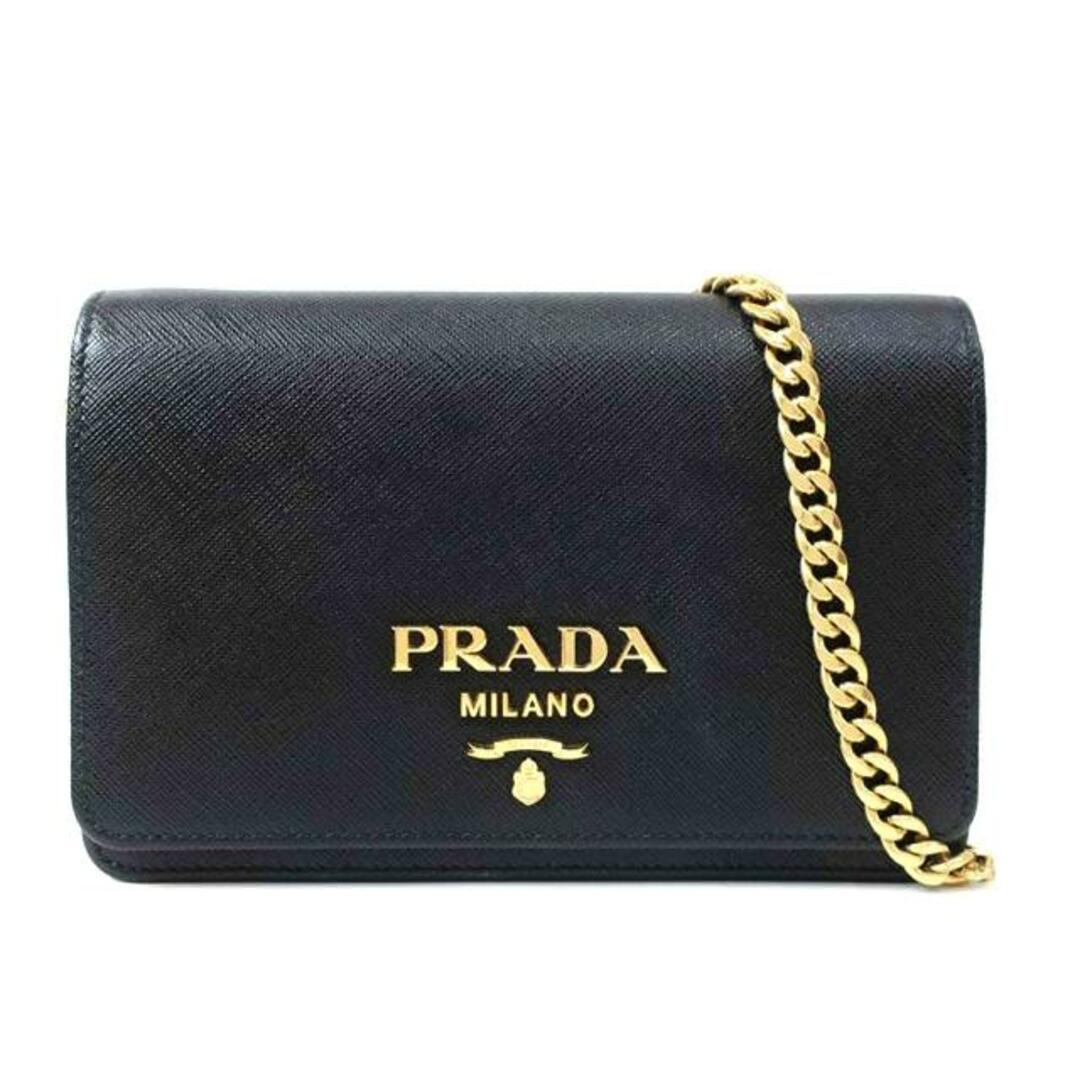 <br>PRADA プラダ/サフィアーノ チェーンウォレット ショルダーバッグ 2WAY ブラック /1BP006/ブランドバック/ABランク/65マグネットボタン×2内装