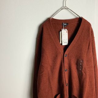 ユニクロ(UNIQLO)の新品未使用　ユニクロ　プレミアム　ラムウール　オレンジ　カーディガン　Lサイズ(カーディガン)