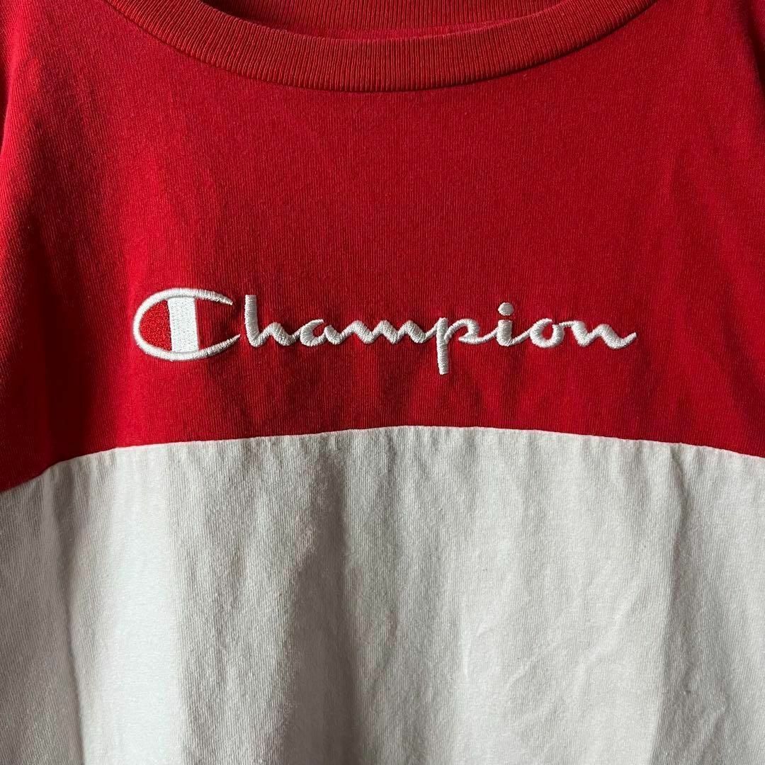 Champion(チャンピオン)のチャンピオン　ロンT 刺繍ロゴ　Mサイズ　トリコロール メンズのトップス(Tシャツ/カットソー(七分/長袖))の商品写真