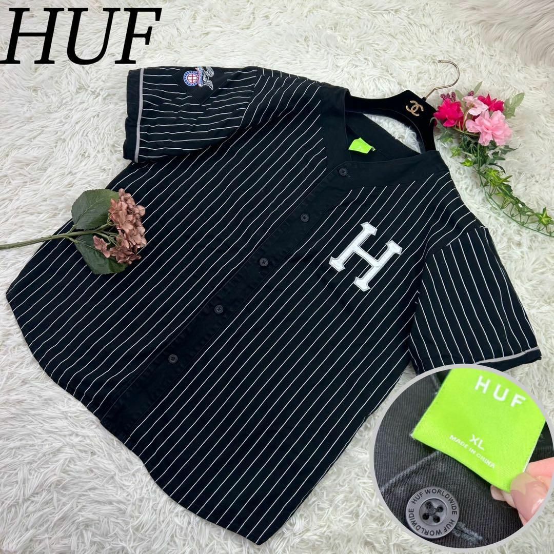 HUF - HUF ハフ シャツ メンズ 黒 ベースボール 半袖 大きいサイズ ...