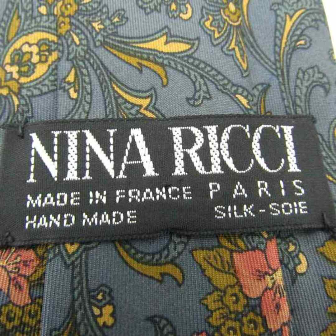 NINA RICCI(ニナリッチ)のニナリッチ ブランド ネクタイ シルク 花柄 ボタニカル柄 総柄 ハンドメイド メンズ ネイビー NINA RICCI メンズのファッション小物(ネクタイ)の商品写真