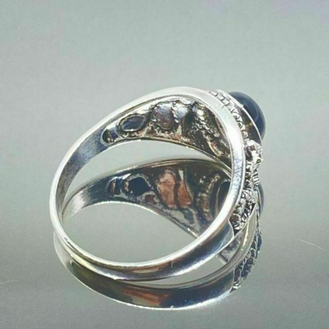 シルバー リング 蛇 オニキス 指輪 ヴィンテージ ダイヤ スネーク 14号 メンズのアクセサリー(リング(指輪))の商品写真