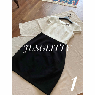 ジャスグリッティー(JUSGLITTY)のJUSGLITTY 白×黒　ワンピース　フォーマルワンピース　コクーンスカート(その他ドレス)