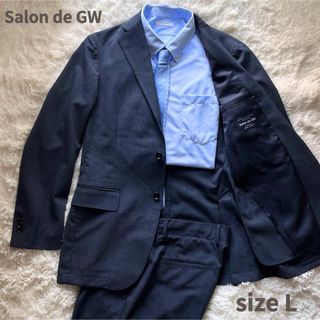 グローバルワーク(GLOBAL WORK)の極美品　Salon de GW セットアップ　スーツ　チェック柄　ブルー　L(セットアップ)