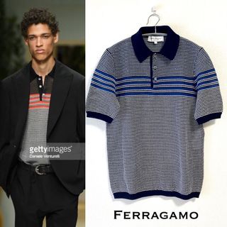 フェラガモ(Ferragamo)の18.SS■未使用■Ferragamo/フェラガモ リブニットポロシャツ/極微品(ポロシャツ)