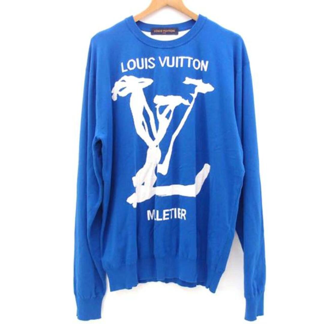 <br>Louis Vuitton ルイヴィトン/スクリンブルインターシャクルーネックニット(ブルー)/RM201 TZC HIN81W/XL/ルイ・ヴィトン/Aランク/69