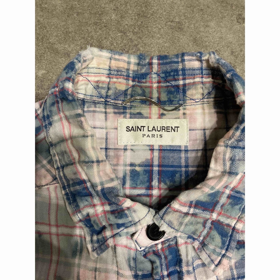 SAINT LAURENT サンローランパリ ブリーチ チェックシャツ S - シャツ