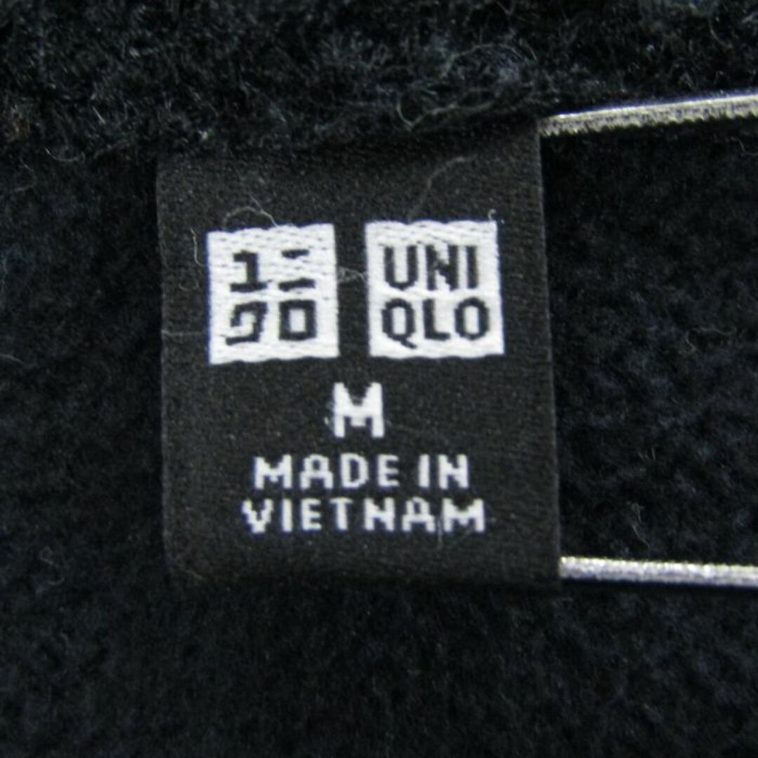 UNIQLO(ユニクロ)のユニクロ フリースカーディガン ノーカラーコート ボア アウター 黒 レディース Mサイズ ブラック UNIQLO レディースのジャケット/アウター(ブルゾン)の商品写真