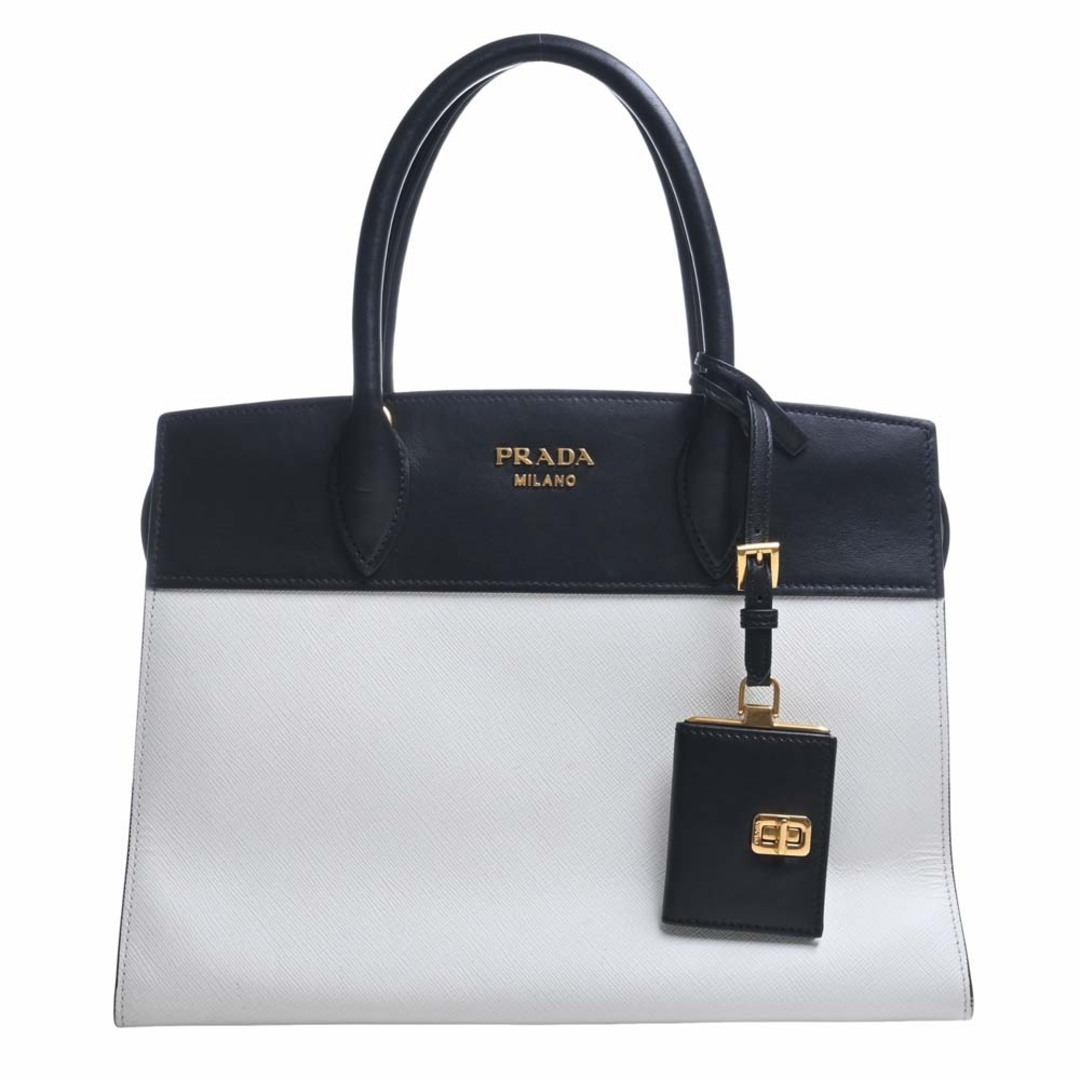 PRADA プラダ SAFFIANO CITY C ハンドバッグ 1BA046 ホワイト/ブラック by