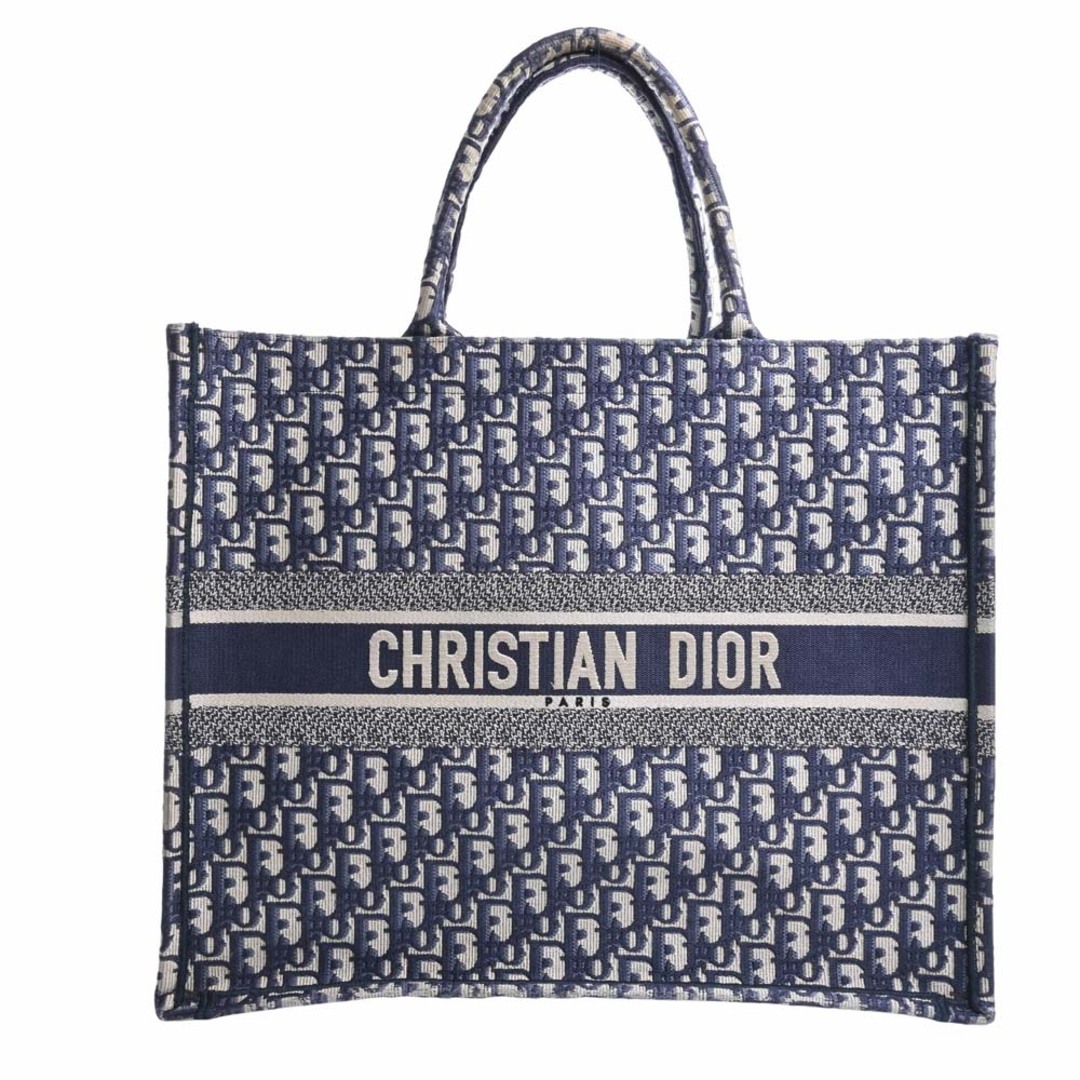 Christian Dior クリスチャンディオール オブリーク キャンバス ブックトート ラージ トートバッグ - ネイビー by