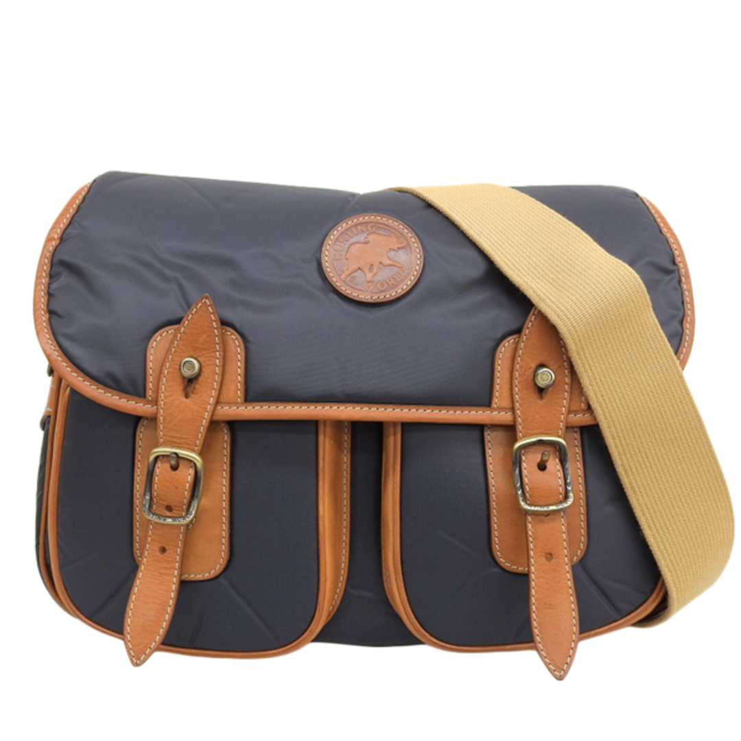 【中古】HUNTING WORLD ハンティングワールド ナイロン レザー バチュー 2WAY ショルダーバッグ - ネイビー gy | フリマアプリ ラクマ