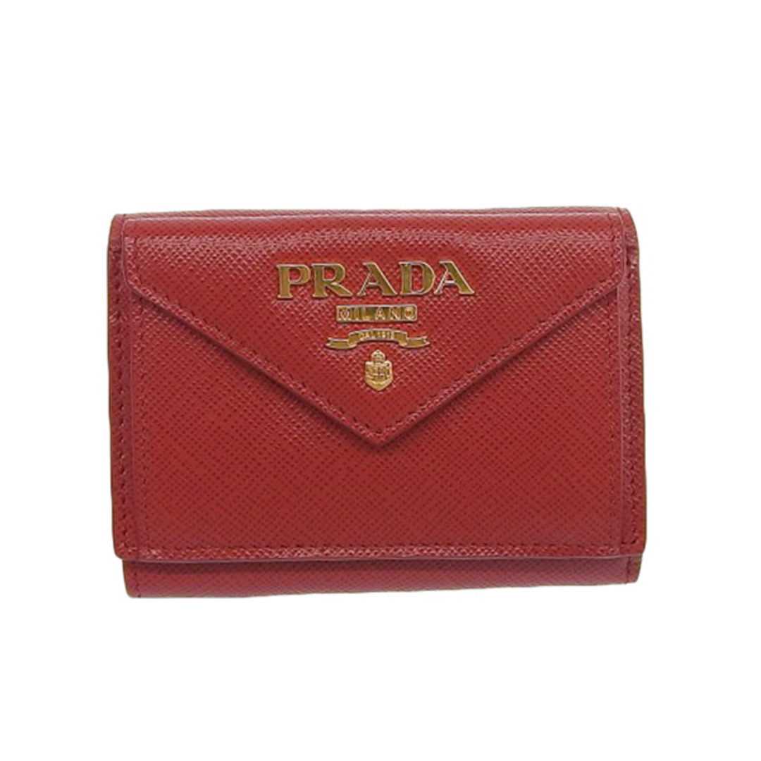 PRADA プラダ サフィアーノ 三つ折り コンパクト財布 - レッド gyその他