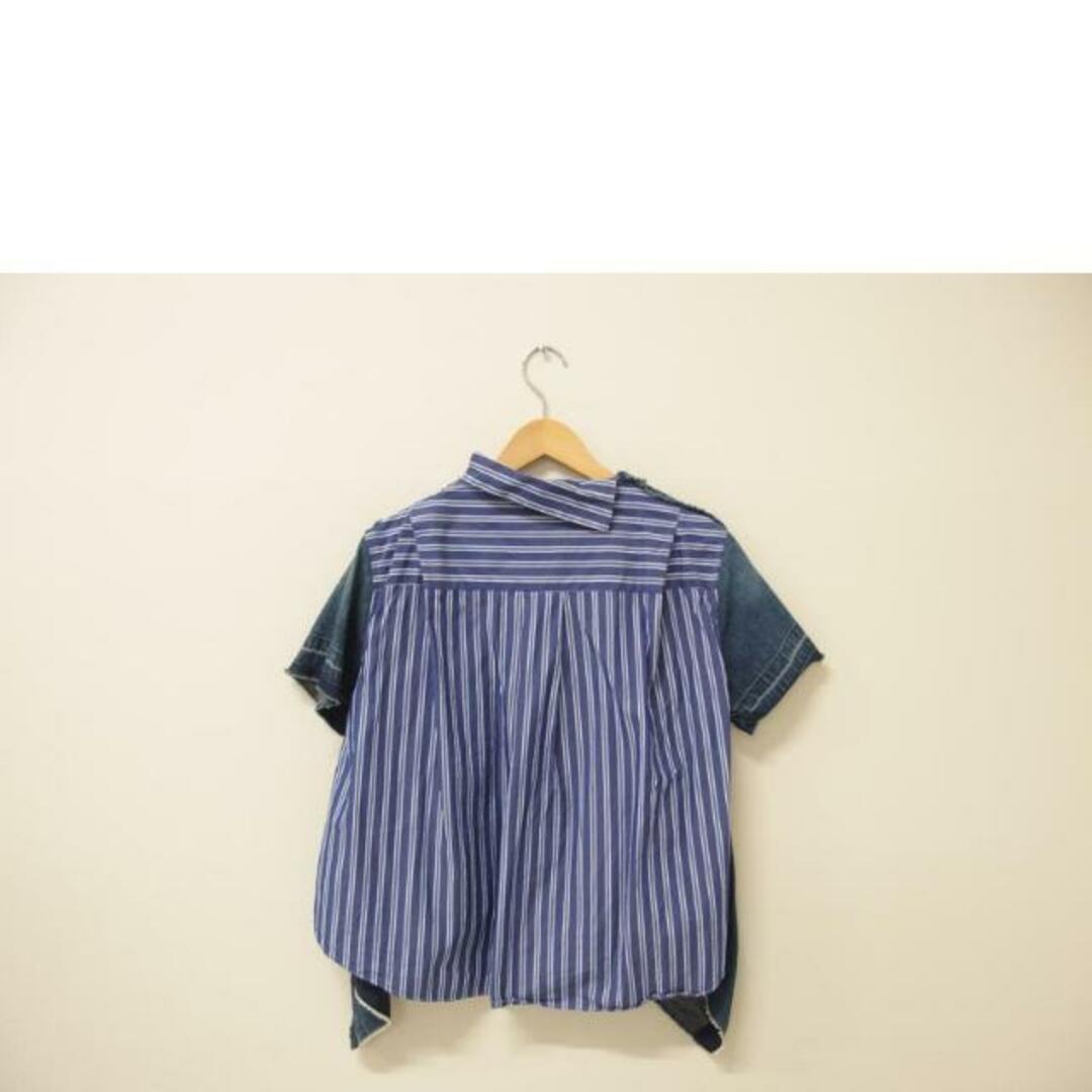 sacai サカイ/デニムドッキング ブラウス ブルー ストライプ/20 sacai サカイ/デニムドッキング ブラウス ブルー ストライプ/20