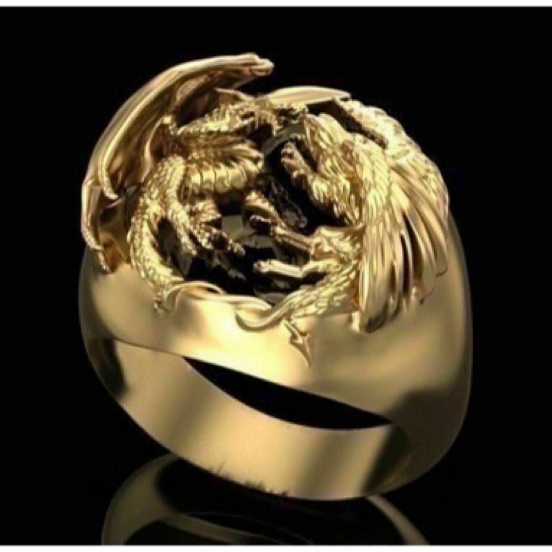 【A085】リング　メンズ　指輪　ゴールド　ドラゴン　龍　竜　20号 メンズのアクセサリー(リング(指輪))の商品写真