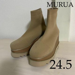 ムルーア(MURUA)のMURUA（ムルーア） ウェッジソックブーツ　24.5cm(ブーツ)