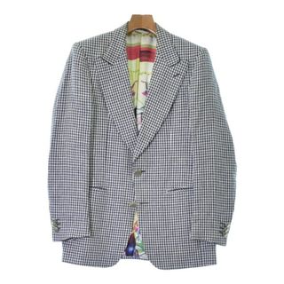 エトロ(ETRO)のETRO エトロ テーラードジャケット -(M位) 白x紺(ギンガムチェック) 【古着】【中古】(テーラードジャケット)