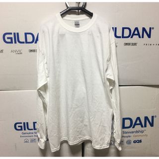 ギルタン(GILDAN)のGILDANギルダン☆ロンT長袖無地Tシャツ★ポケット無し☆白ホワイト★Sサイズ(Tシャツ/カットソー(七分/長袖))