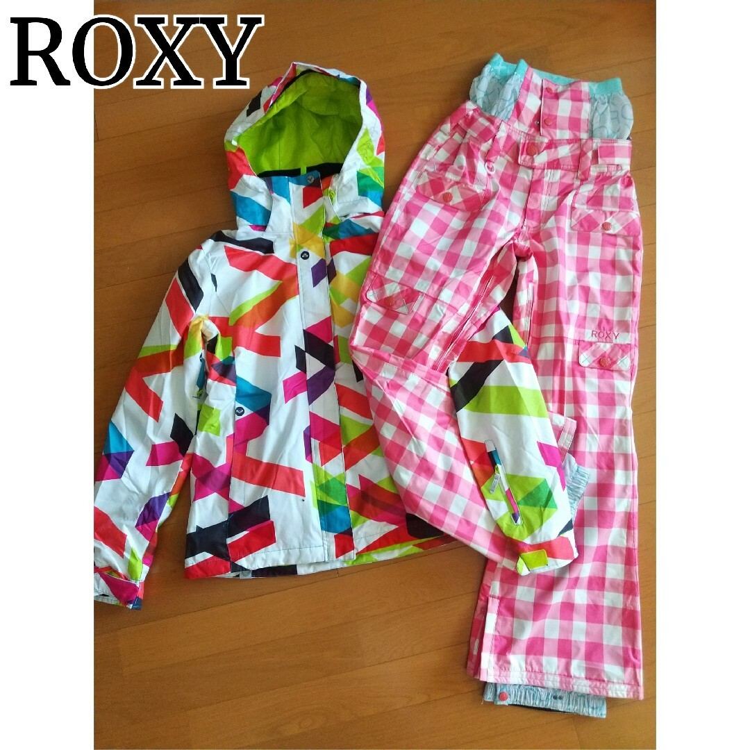 美品♪ROXY★かわいいスノーウェア上下ロキシースノーボードスキー