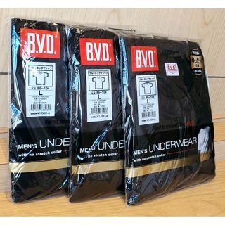 ビーブイディー(BVD)の【新品】3枚組 BVD クルーネックTシャツ Lサイズ ブラック 綿100％(Tシャツ/カットソー(半袖/袖なし))