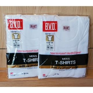 ビーブイディー(BVD)の【新品】2枚組 BVD 丸首 半袖 Tシャツ Lサイズ 綿100％ ホワイト(Tシャツ/カットソー(半袖/袖なし))