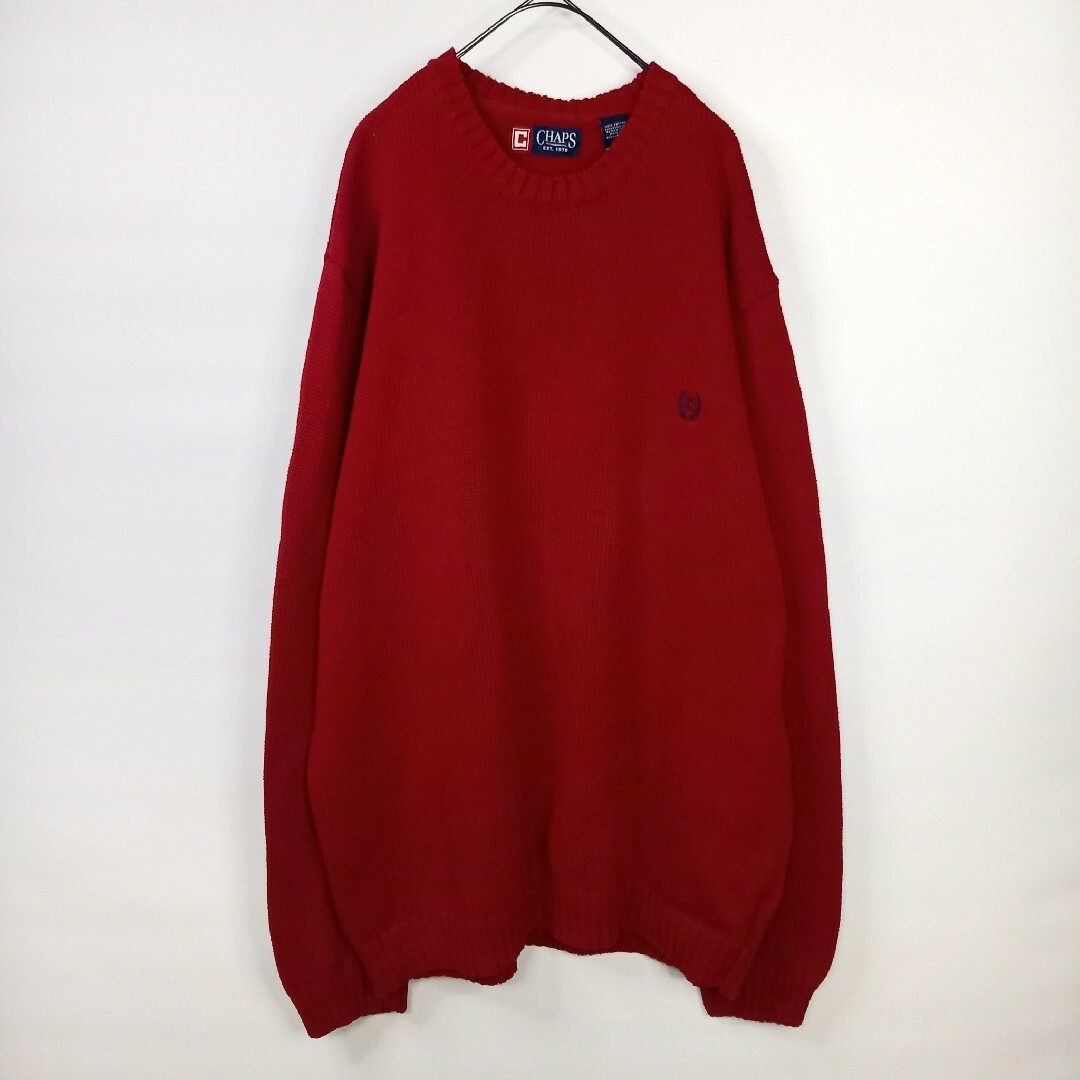 CHAPS - チャップス クルーネック コットンニット セーター 無地 CHAPS - チャップス クルーネック コットンニット セーター 無地