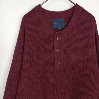 アメリカンイーグル(American Eagle)のアメリカンイーグル　ヘンリーネック　コットンニット　セーター　サーマル　2XL(ニット/セーター)