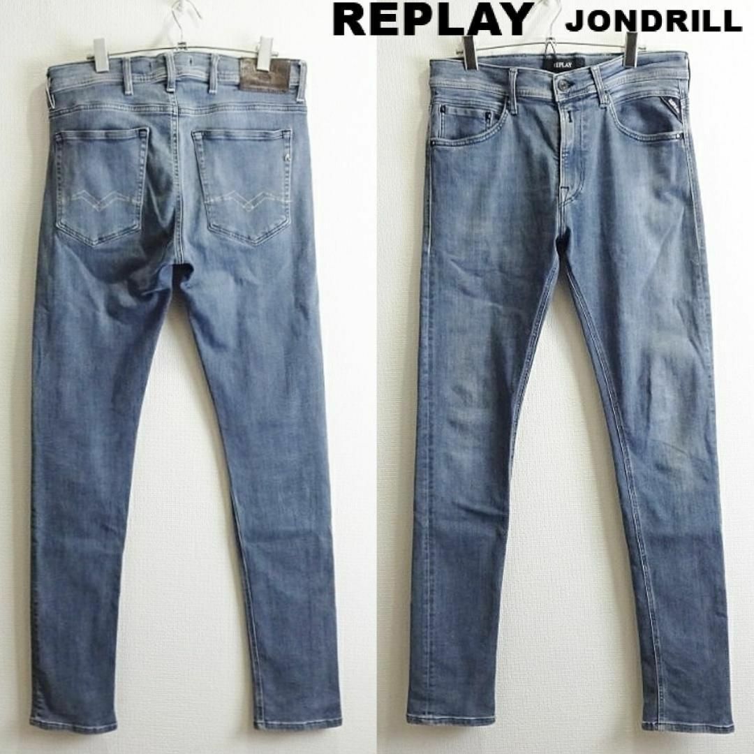 リプレイ　JONDRILL　W83cm　スキニーデニム　強ストレッチ　ブルーグレ85ワタリ幅