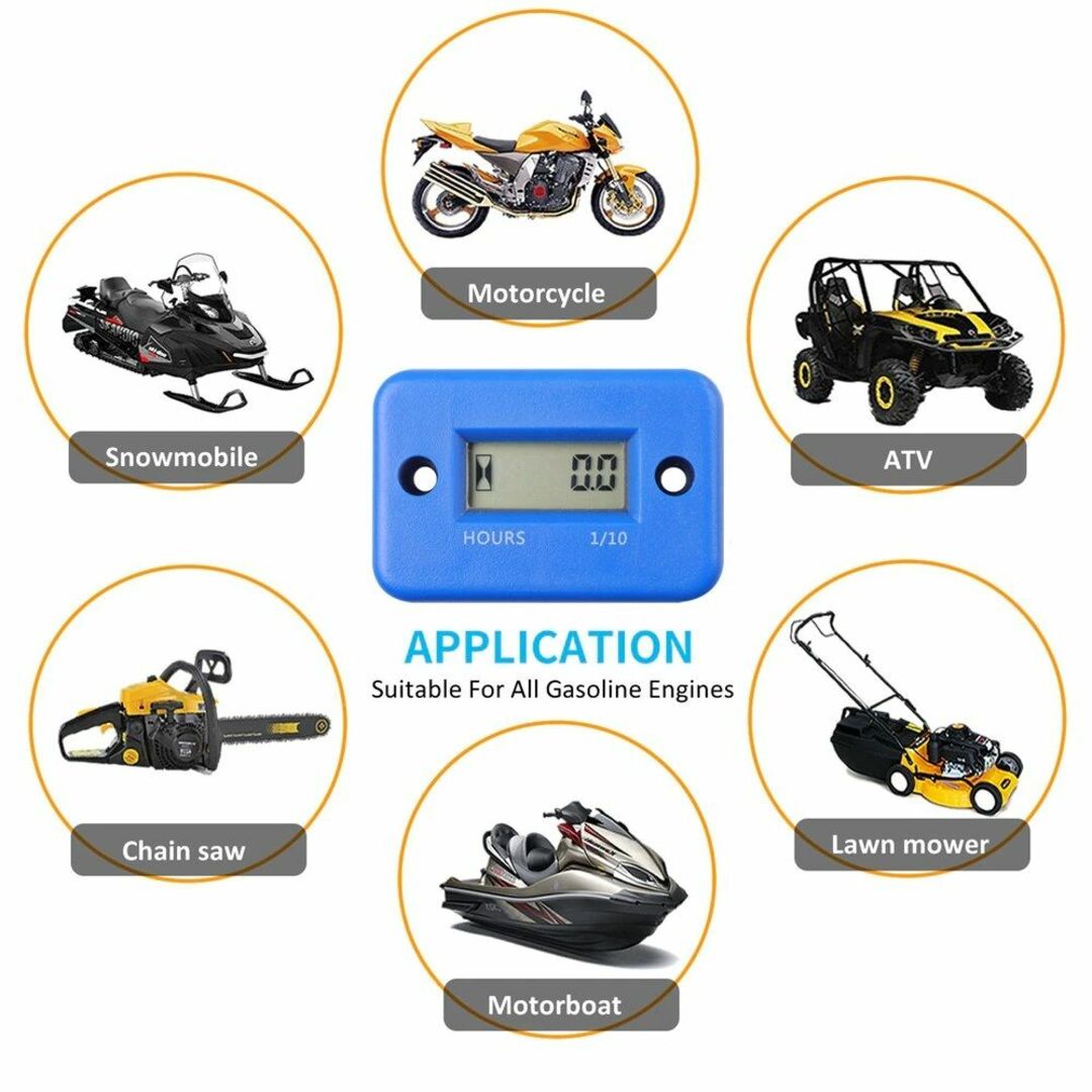デジタルアワー　エンジン管理　4ストロークエンジン用アワーメーター　　ブルー 自動車/バイクのバイク(装備/装具)の商品写真