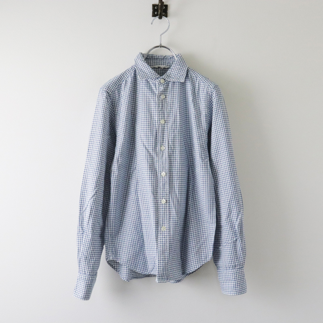 【極美品】45R フリルシャツ　チェック　ブラウス　コットン　日本製　サイズ1