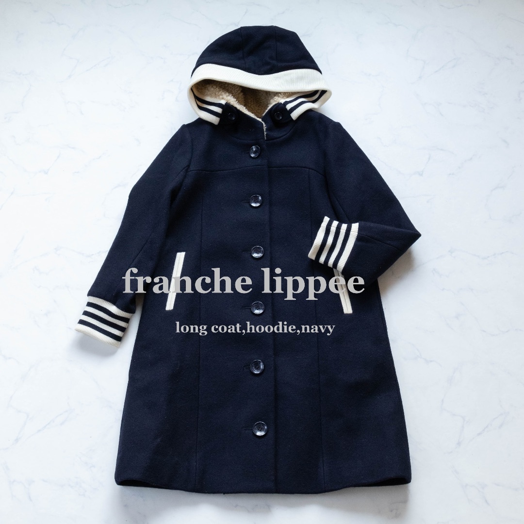 【franche lippes black】放課後コート　ボア　猫ボタン　M