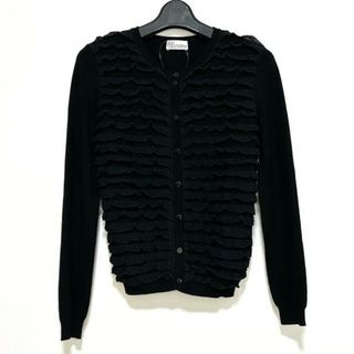 美品◎正規品 RED VALENTINO レッドヴァレンティノ ドットレースリボン付き 長袖 ニットカーディガン アイボリー×ブラック XS 可愛い♪　m10-st30314-17