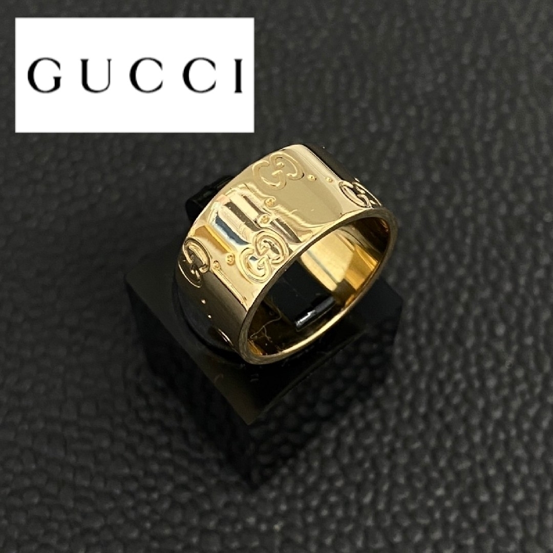 T110103)GUCCI 指輪 K18YG アイコンワイド リング 約8号 T110103)GUCCI 指輪 K18YG アイコンワイド リング 約8号