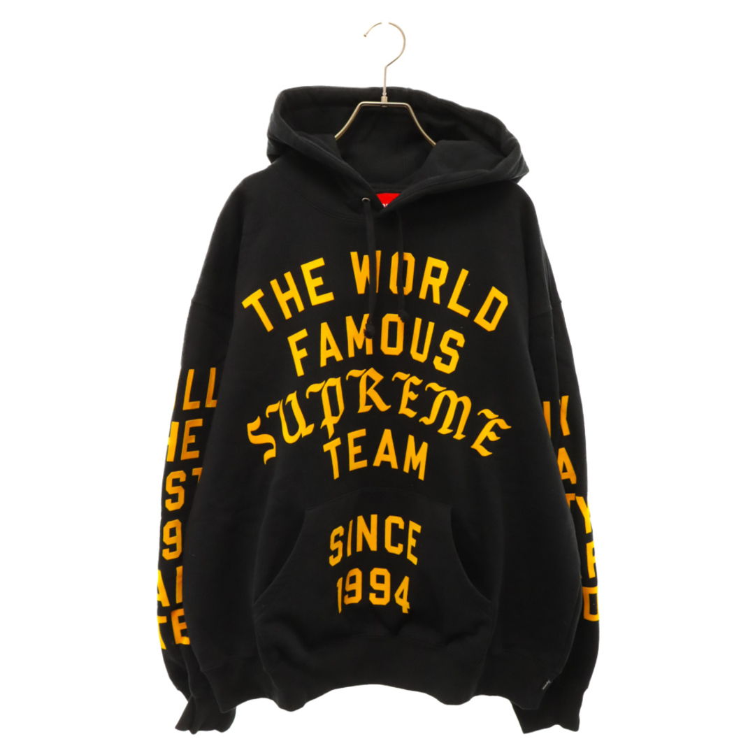 SUPREME シュプリーム 23SS Team Flocked Hooded Sweatshirt チームフロックプルオーバースウェットパーカー ブラック