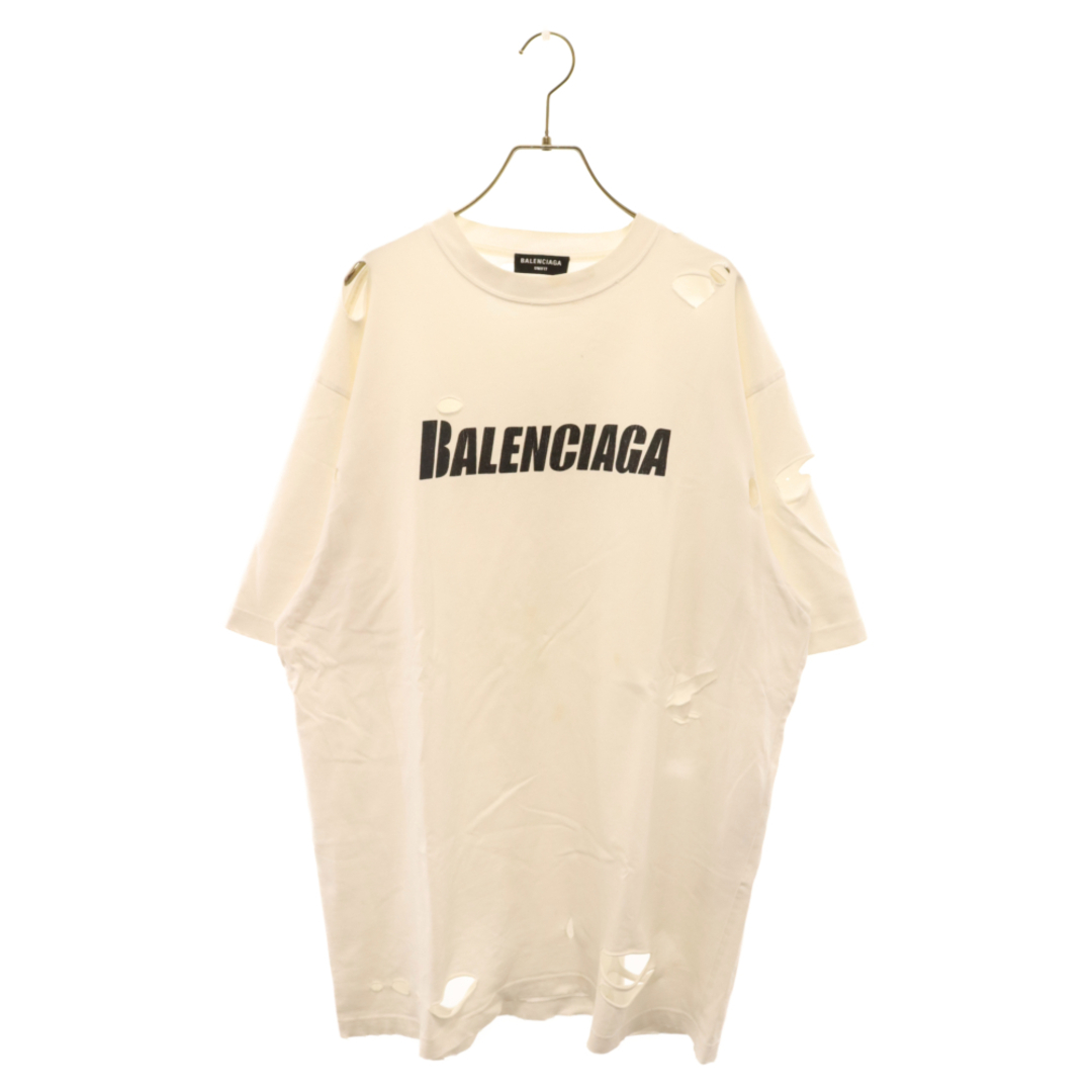 BALENCIAGA バレンシアガ 22SS DESTROYED FLATGROUND T-shirt デストロイダメージロゴ コットン半袖Tシャツ  651795 TKVB | フリマアプリ ラクマ