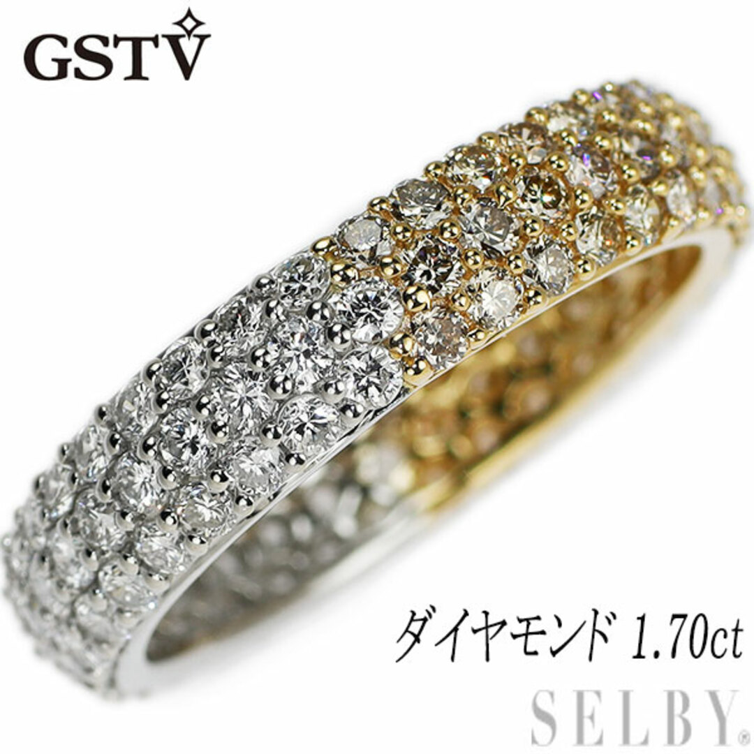 GSTV K18YG/Pt900 ダイヤモンド リング 1.70ct フルパヴェ 2way